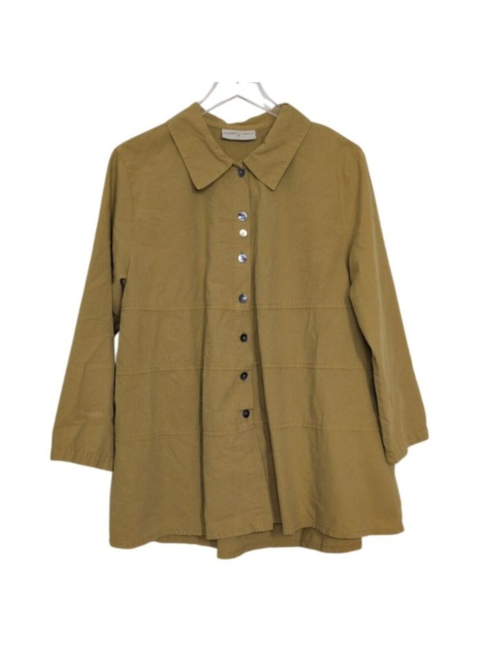 Eleven Stitch Design Shirt Womens Size Medium Green Boho Lagenlook Oversized